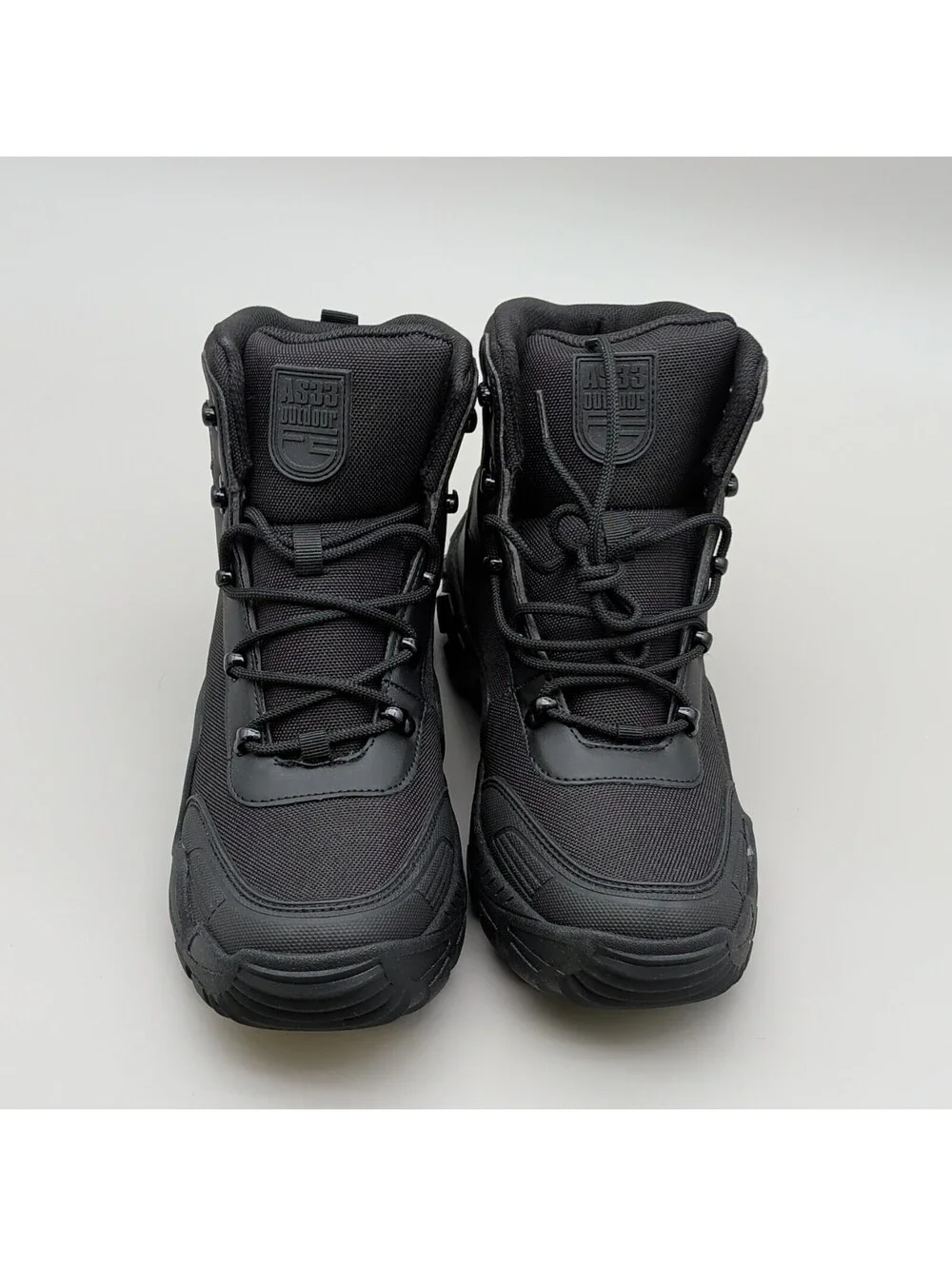 AS33 Men's Black Lace-Up Ankle Combat Boots Round Toe Size US 8.5 EU42